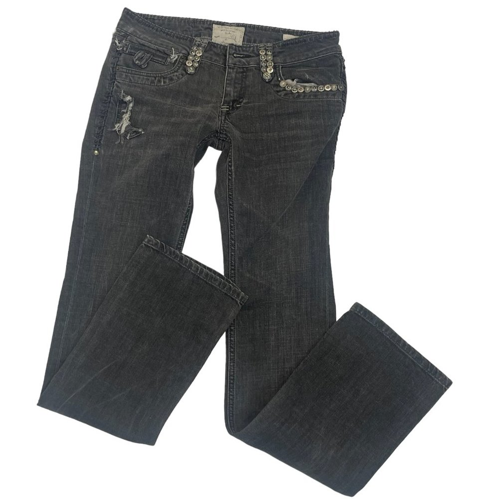 Taverniti Janis 16 Black Bootcut Jeans Women's Embellished Distressed Size 28